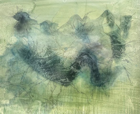 frozen paper -mountains / Tuschezeichnung, gefrorene Strukturen, Zeichnung, 50x60cm, 2026 tuschezeichnung
