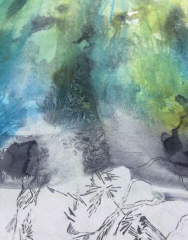 frozen paper -roots Detail1/ Tuschezeichnung, gefrorene Strukturen, Zeichnung, 50x60cm, 2026 tuschezeichnung