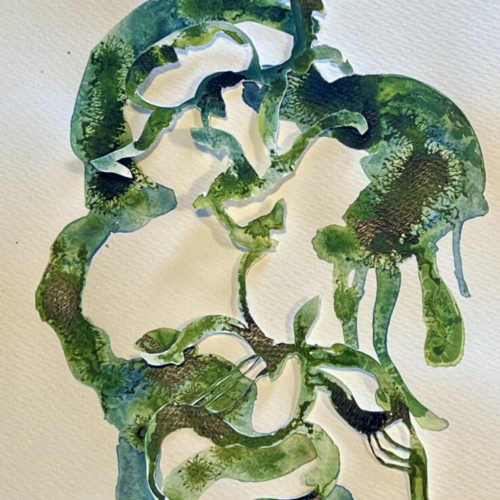 GEDANKENGEWÄCHS.18 Tuschezeichnung/Papierschnitt 20x30cm 2026 tuschezeichnung