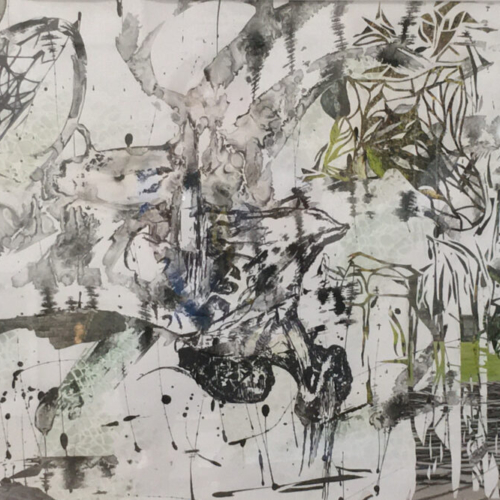 Gelenkstelle, 70x100cm, Collage/Zeichnung, Monotypie, 2022 Mischtechnik