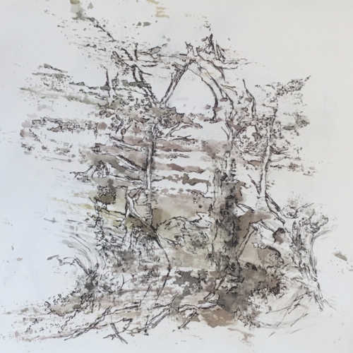 KArtografie des Naheliegenden II40x40cm/2023 Zeichnung/Monotypie Zeichnung