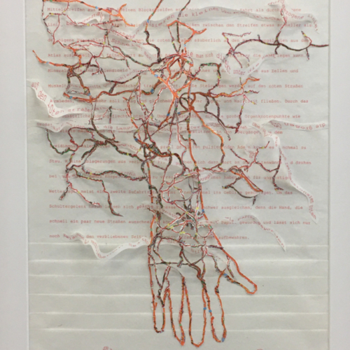 Hand, 2022, Papierschnitt aus Landkarten, 20x30cm, hand