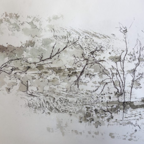 Kartografie des Naheliegenden VI_42x30cm/2023 Zeichnung/Monotypie Zeichnung